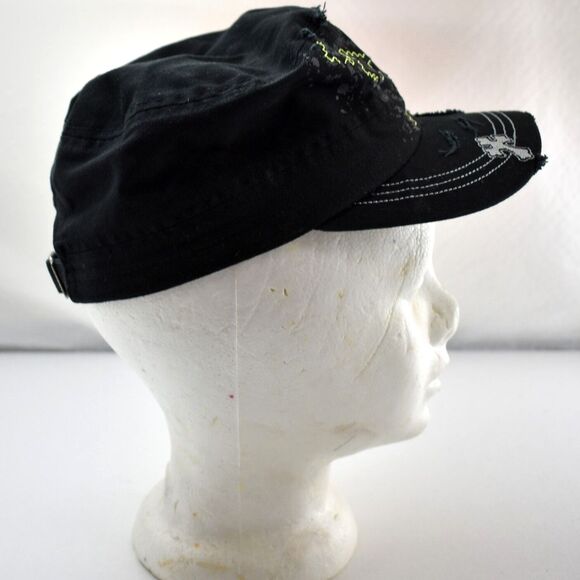 KB Ethos Black Distressed Southwestern Rhinestone Cross Ball Cap Baseball Hat - Picture 4 of 8